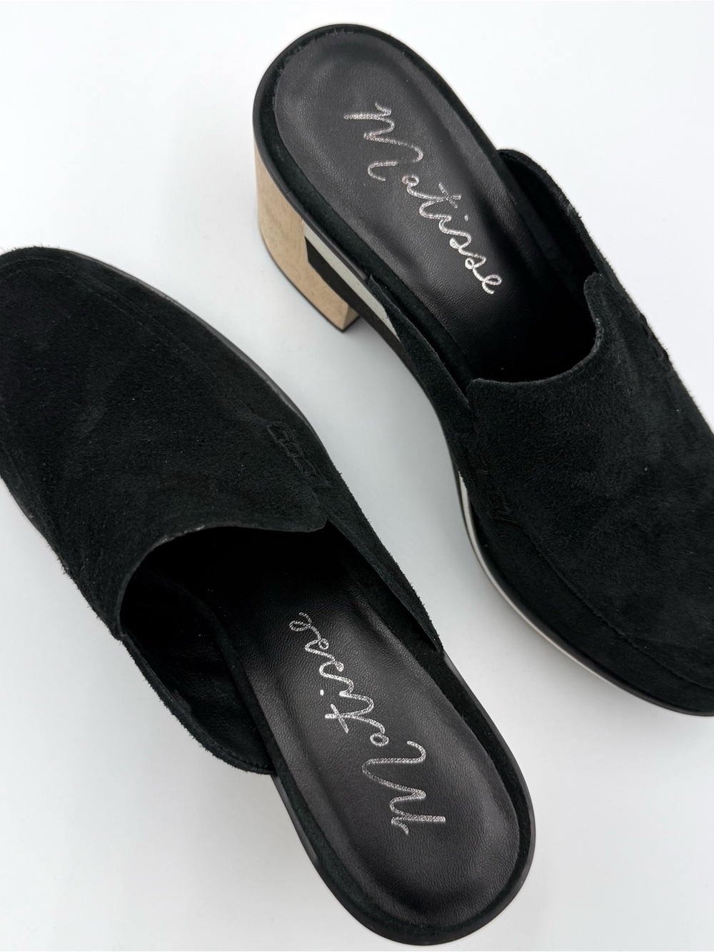 Matisse Size 9 Kristy Black Suede Mule Heels Block Heel Platform Slides Boho